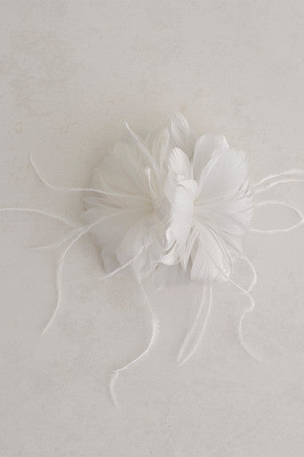 Feather Fascinator Clip On in Ivory