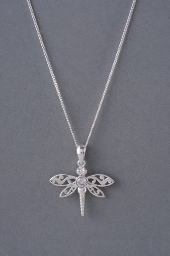 Birthstone Dragonfly Pendant April