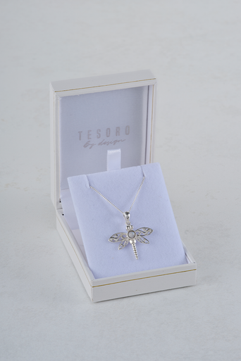 Birthstone Dragonfly Pendant April