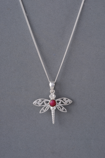 Birthstone Dragonfly Pendant July