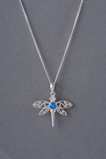 Birthstone Dragonfly Pendant October