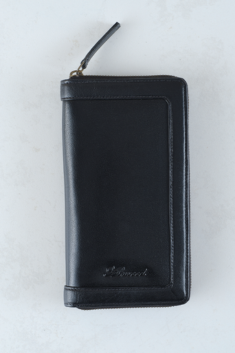 Zip Round Leather Travel Wallet
