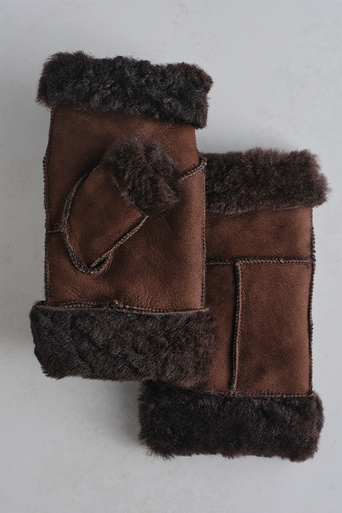 Sheepskin Fingerless Mittens