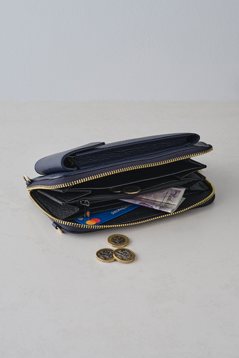 Palermo Italian Leather Phone Bag in Navy
