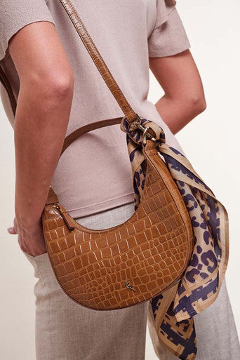 Croc Leather Crescent Bag