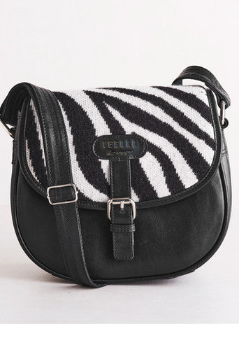 Leather & Cashmere Zebra Saddle Bag