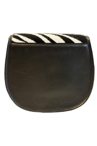 Leather & Cashmere Zebra Saddle Bag back view