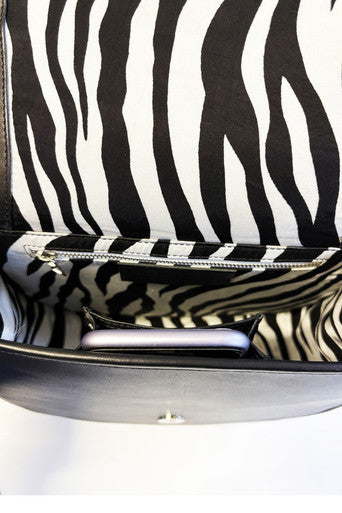 Leather & Cashmere Zebra Saddle Bag inner zip