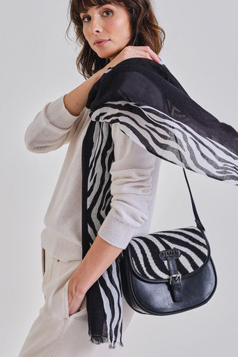 Leather & Cashmere Zebra Saddle Bag