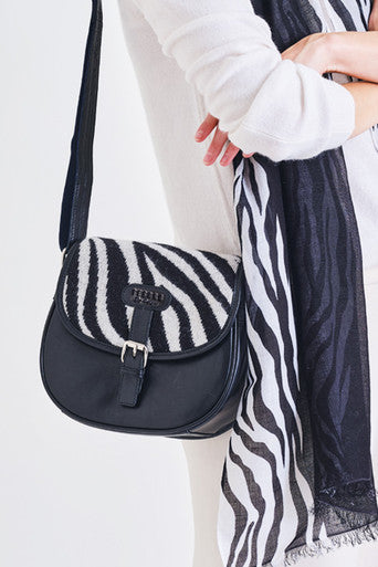Leather & Cashmere Zebra Saddle Bag