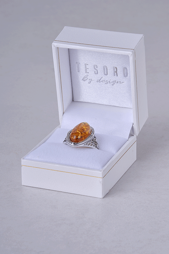 Cognac Amber Adjustable Ring