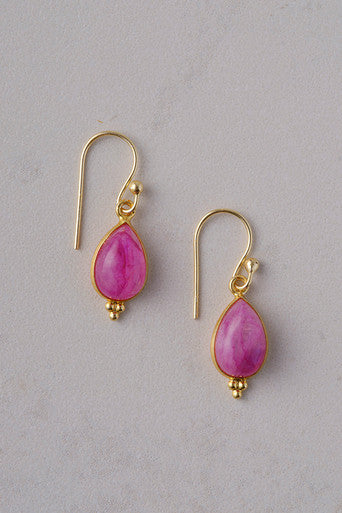 Gold & Pink Moonstone Earrings