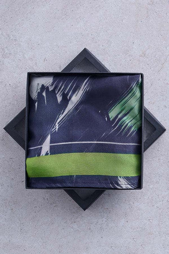 Green Brushstrokes Silk Shawl in box