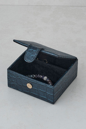 open Croc Leather Jewellery Trinket Boxes