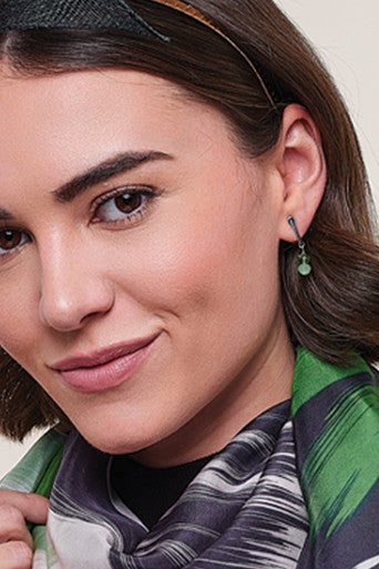model wearing Sterling Silver & Crystal Bead Clip On Earrings