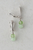 Sterling Silver & Crystal Bead Clip On Earrings in green 