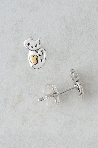 Sterling Silver  Kitten Earrings