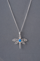 Birthstone Dragonfly Pendant October