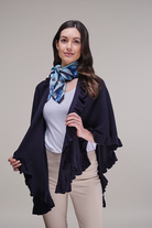Cashmere Cotton Frill Wrap in Navy
