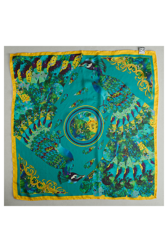 Majestic Peacock Silk Scarf
