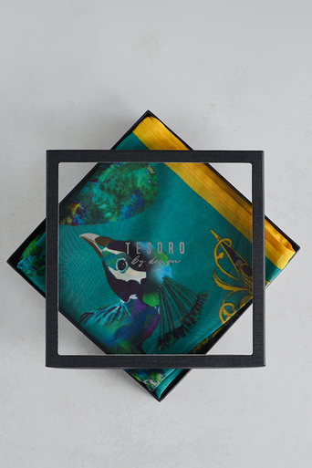 Majestic Peacock Silk Scarf