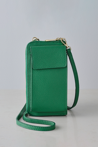 Palermo Italian Leather Phone Bag in Green