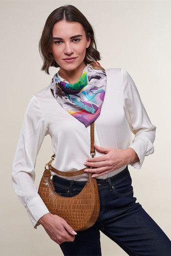Croc Leather Crescent Bag