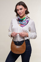Croc Leather Crescent Bag