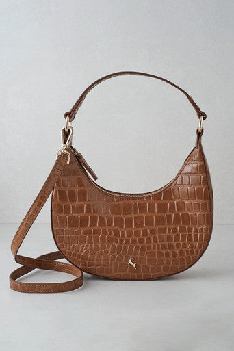 Croc Leather Crescent Bag