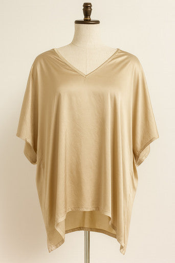 Champagne Pure Silk Short Sleeve Top